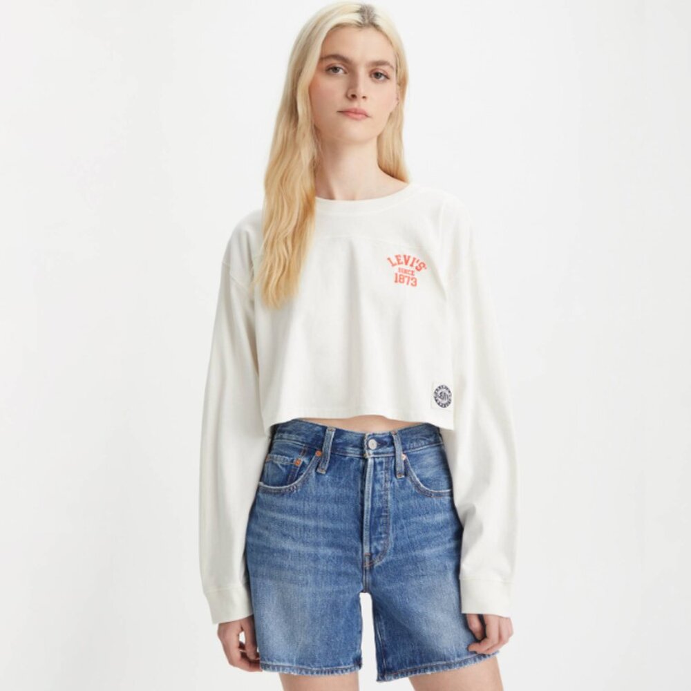 Levi's Graphic Cropped Football T-shirt - White Medium